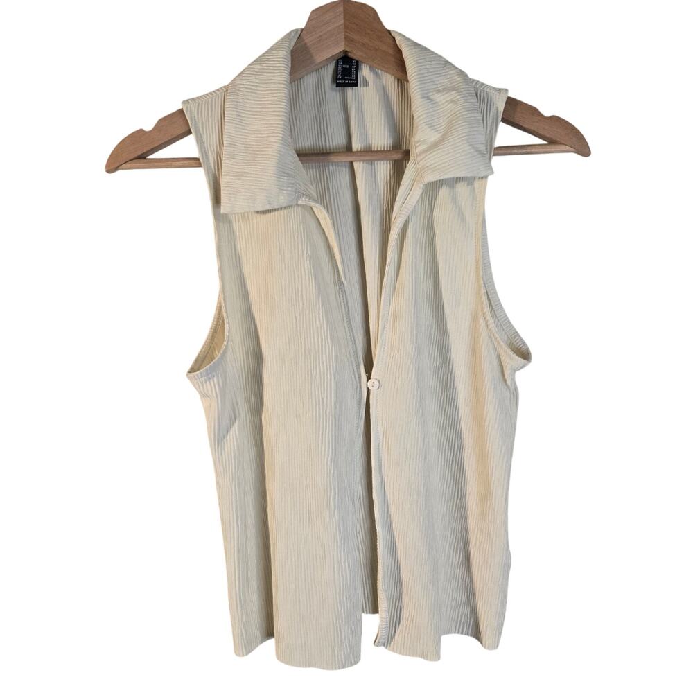FOREVER 21 Cream Sleeveless Collared Blouse - XS - Minimalist Y2K [0420]